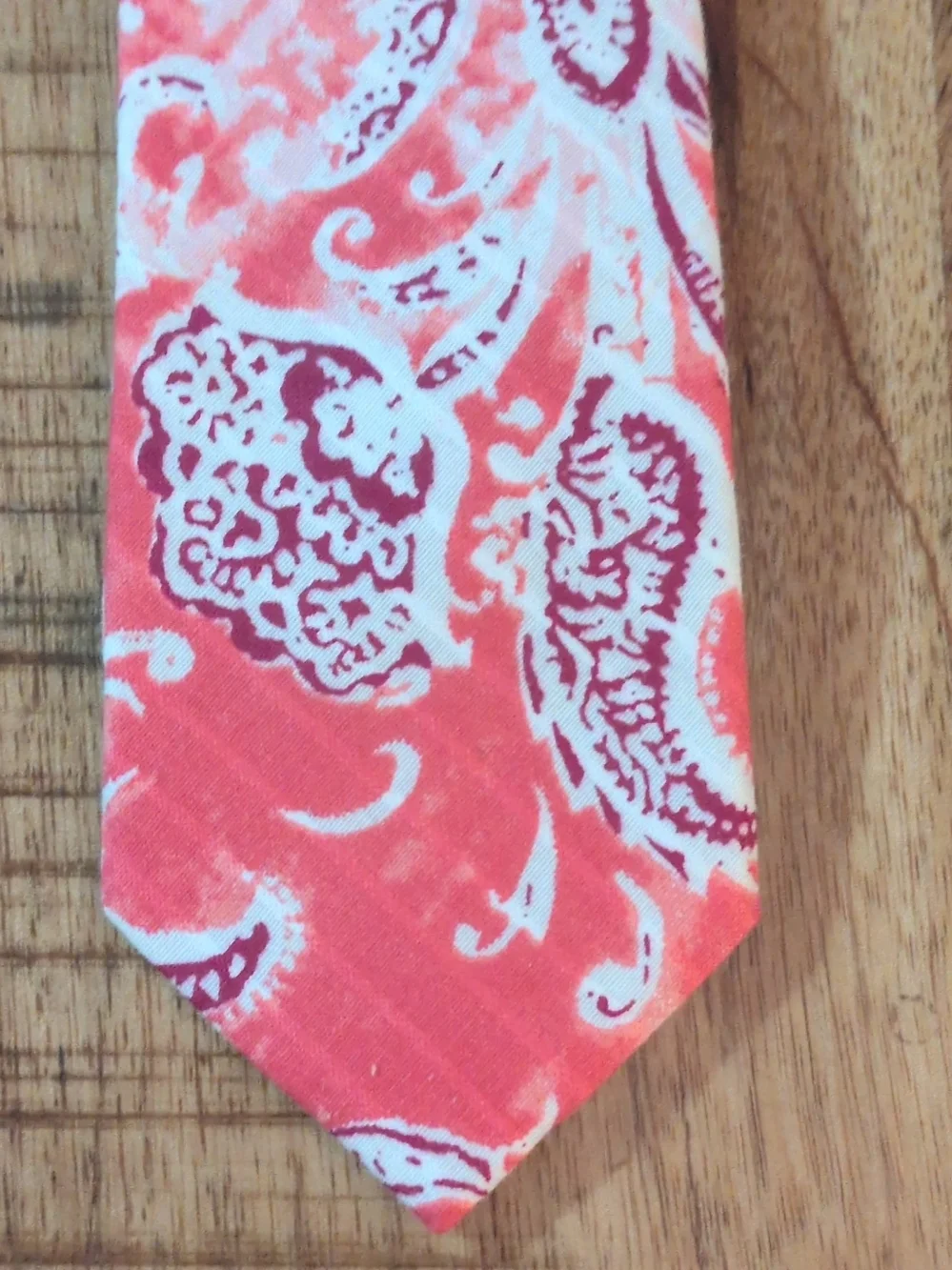 Original Penguin by Munsingwear Men's Tie Coral Pink Paisley Floral Slim